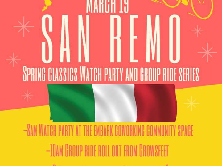 Milan San Remo Watch Party + Ride